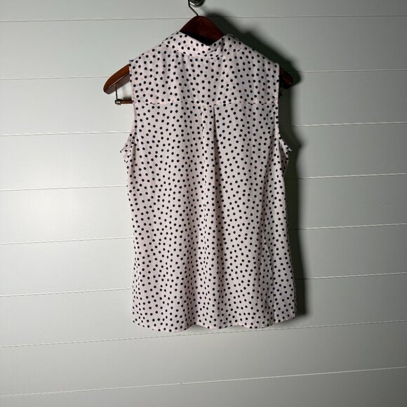 KARL LAGERFELD PARIS ​Sleeveless Pink & Black Polka Dot Top Sz Small - Picture 6 of 10